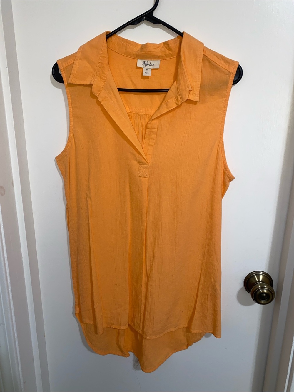Style & Co. Sleeveless Collared Tunic Top in Orange